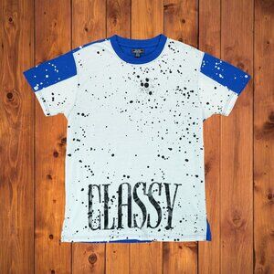 Bare Fox Queen T-Shirt Men's XL White & Blue Short Sleeve‎ "Glassy Hood"